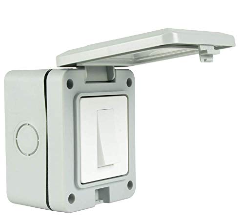 K M Electronics® 1 Gang 2 Way WALL Light Switch External Garden Waterproof Outdoor IP55 Rated