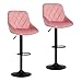 Wolmics Barhocker 2er Set 360°drehbar Barhocker höhenverstellbar,Barstuhl aus Samt und Metall für Bar/Küche/Theke,Rosa