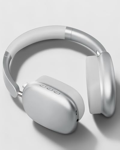 Image of Wentronic Y01 Wireless Noise Canceling Headphones Bluetooth 5.3 Over Ear Headphones with Microphone, Hi-Res Audio, 48H Playtime, Foldable Comfortable Earpads,Compatible with iOS,Android,PC, Silver