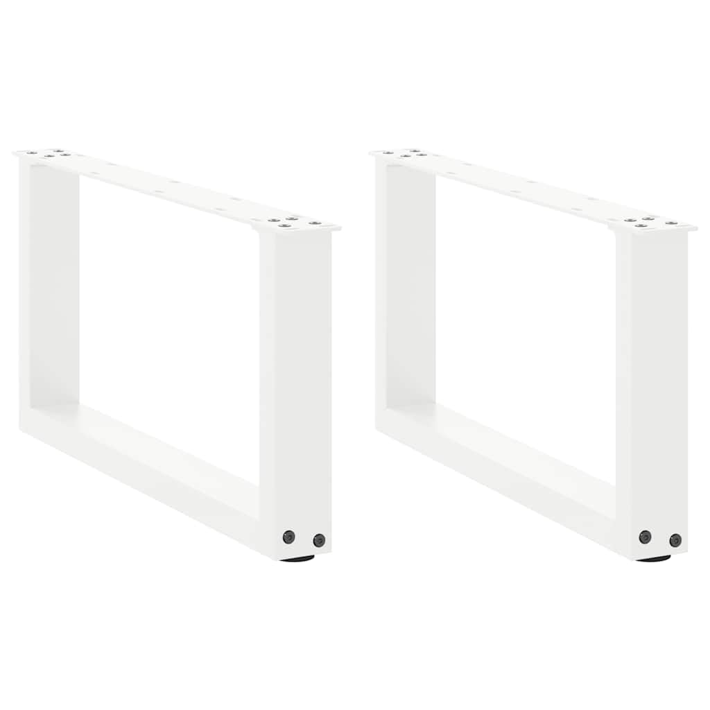 SXZenSpace White U-Shaped Coffee Table Legs 60 x 30-31 cm Powder-Coated Steel with Adjustable Levelers Heavy Duty Modern Desk Dining Bench Support for Living Room Hall Bedroom
