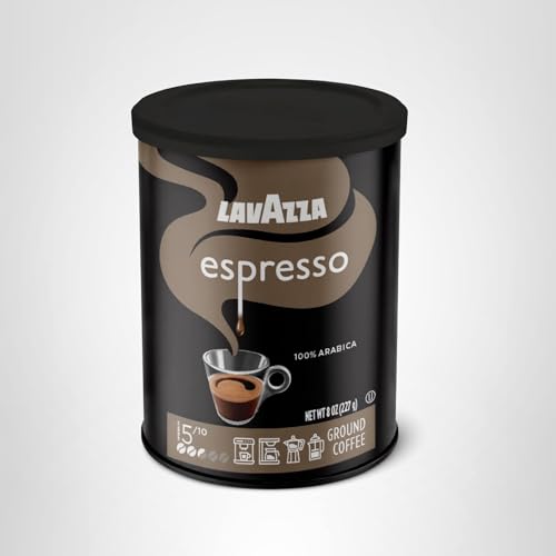 Lavazza Espresso Ground Coffee, Medium Roast, 100% Arabica, 8 oz Tin (Pack of 4)