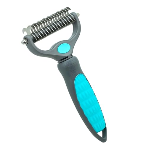 YOKOPET Unterwolle Bürste Hund, Katzen- & Hundebürste, Unterfellbürste Hunde für Langhaar- & Kurzhaar Katzen Hunde, Doppelseitige 9+17 Rundzähne, Deckhaarschutz, Anti-Knoten