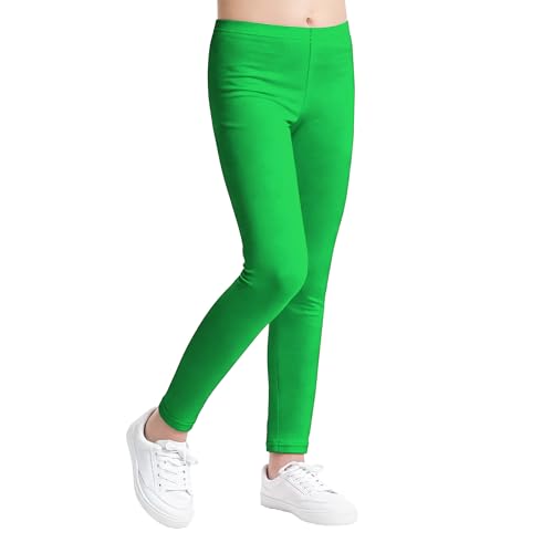 Carnavalife Leggins Niña de Color Liso, Mallas Pantalones Largos, 4 12 Años (4 años, Verde)