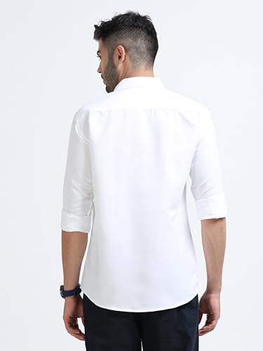 Image of Men's Solid Casual Shirt, Cotton Blend, Regular Fit, Spread Collar, Full Sleeve, Button Closure Perfect for Casual & Office Wear