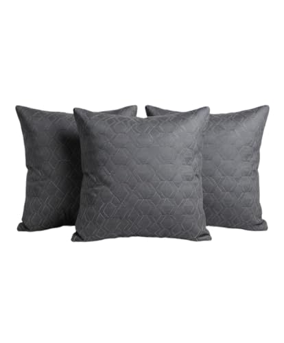 Image of Hotel Quality Premium Fibre Cushions | Cushion 16 inch x 16 inch | Pillow,Cushion,Cushions for, Cushion Pillow,Pillow,Cushions for Bed (Grey-emboridry, 3)
