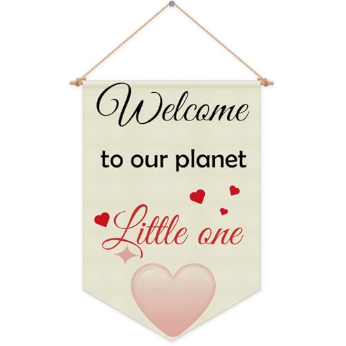 Flag Banner for Kids Room Arrival Gift Baby Playroom Wall Banner for Nursery Kids Girl Boy Christmas Baby Shower Birthday Gifts Bedroom Playroom Living Room Front Door Wall Sign Decor Linen