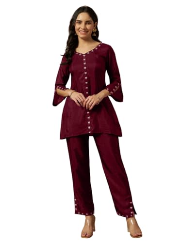 Image of Women Printed 2-Piece Silkblend Kurta & Pants Set