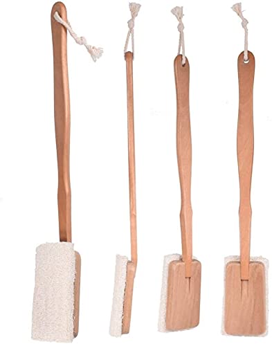 Cepillo de baño de lufa con Mango Largo de Madera Cepillo de baño Depurador de Espalda Cepillo de baño Exfoliante Cepillos de baño y Cuerpo