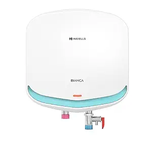 Havells Bianca 3 Litre 3 Kw Instant Water Heater With Flexi Pipe&2 Year Comprehensive,3 Year Warranty On Heating Element&5 Year Warranty On Inner Container (White Blue),Wall