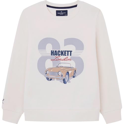 Hackett London Jungen Hackett 83 Car Crew Sweatshirt, White (Off White),