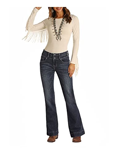 Rock and Roll Cowgirl Midrise Trouser W8M1661 (34x32) Dark Vintage