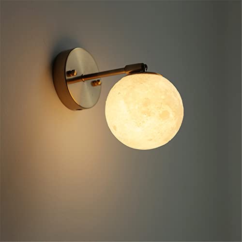 Lámpara de pared moderna de luna 3D blanca cálida para evitar la fatiga ocular