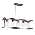 HCCZ 5 Light Oil Rubbed Bronze Dining Room Light Fixture Modern Farmhouse Chandelier Over Table Rectangle Kitchen Island Pendant Lighting Linear Chandelier Living Room Hanging Light Adjustable Height