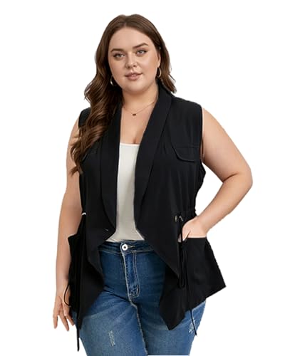 Women's Plus Size Vest Sleeveless Casual Long Cardigan Vests
