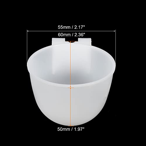 PATIKIL Mini Bird Feeder Cage Cups, 8 Pack Pigeon Water Bowl Round Feeding Sand Cup Hanging Container for Parrot Poultry White - Image 2