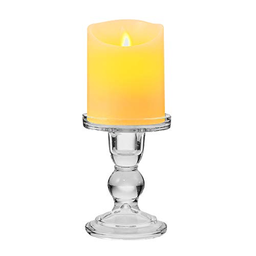 image for OYATON Glass Candle Holders for 3 inches Pillar Candle or 7/8 inch Tap
