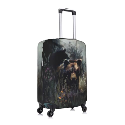 bear and flower Elastic Travel Luggage Cover Travel Suitcase Protective Cover3