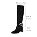 AIJIVOU Women's Knee High Boots Chunky High Heels Classic Suede Mid Calf Boots with Chain Round Toe Pull On Fashion Buckles Dressy Boot Sexy Boot (Black,9 M US)