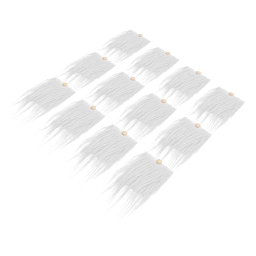 SHINEOFI 12 Juegos Barbas de Pre-Cortadas para Disfraz de con Bolas de Madera Barbas de Pelo Sintético Esponjosas para Manualidades DIY y Decoración Navideña