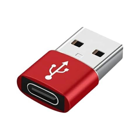 TYGA STORE USB Type C Female to USB Type A Male Adapter 2.0, Sync, Transfer, Charge, Plug & Play (1, Red) Cover