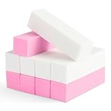 10 Pezzi Buffer Unghie Blocco((5 Bianchi e 5 Rosa), Strumenti per Manicure Professionale e Cura delle Unghie con Spugne Lucidanti per Rimodellamento e Finitura
