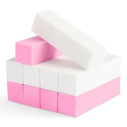 10 Pezzi Buffer Unghie Blocco((5 Bianchi e 5 Rosa), Strumenti per Manicure Professionale e Cura delle Unghie con Spugne Lucidanti per Rimodellamento e Finitura