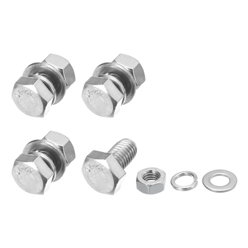 Image of METALLIXITY Hex Head Screws Bolts, Nuts, Flat & Lock Washers Kits (M8-1.25x16mm) 4 Set, Stainless Steel Fully Threaded Machine Screws Bolt Set - for Home Appliance Equipment