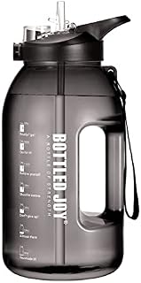 Motivational Water Bottle, 2.5L Wide Mouth Water Jug with Flip Cap, BPA Free Plastic and Leak Proof Durable Sports Bottles, Two Drinking Methods for Gym, Office, Home, Sports
