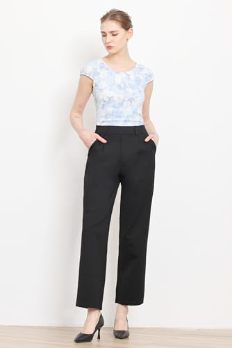 Wide Leg Slacks for Women High Elastic Waisted Work Business Casual Office Dress Pants3