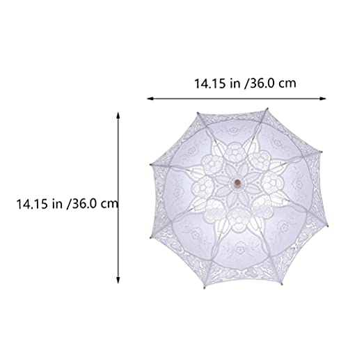 Yardwe Laço Do Guarda- Chuva Branco Cabo De Madeira Do Vintage Nupcial Do Lace Umbrella Parasol Umbr