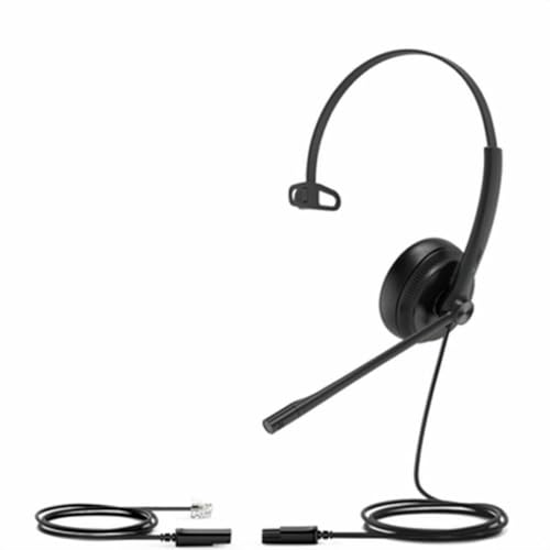 Yealink YHS34 Lite Mono - Auriculares monoaurales con Cable conexion rj, Compatible con Todos los telefonos Fijos, Color Negro