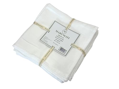 MARYMATI Servilletas de Mesa, Set de 12, 45x45 cm, 100% algodón, Blanco