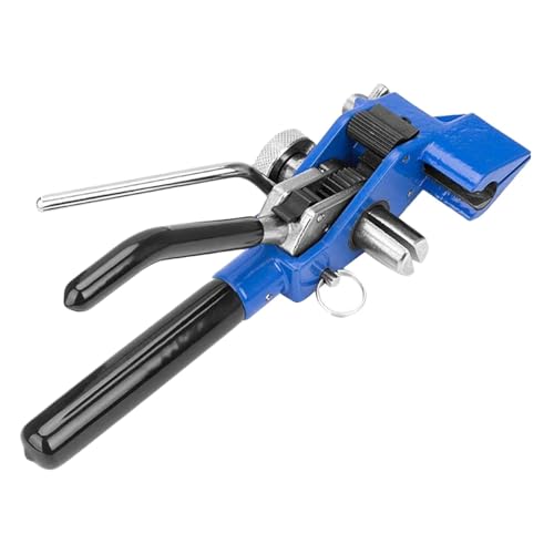 Tensor de fleje de acero inoxidable con crimpadora de corte, herramientas de flejado de acero para agrupar cables, tuberías, carteles, postes eléctricos, compatible con correas de embalaje de 4,6 mm a