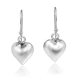 AeraVida Full of Love Gleaming Heart Sterling Silver 925 Dangle Earrings
