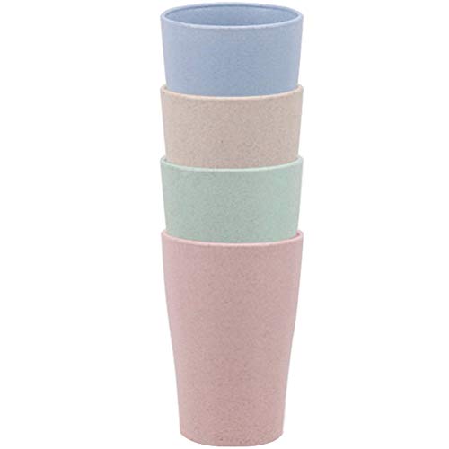 Wheat Straw Unbreakable Cup for Kids Adult Set 4-Multicolor Reusable Cup, Dishwasher Safe