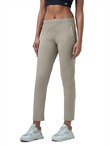 Image of TECHNOSPORT Women's Regular Fit Mid Rise Solid Track Pant with Antimicrobial, Stretchable for Gym, Workout & Sports and Regular Use