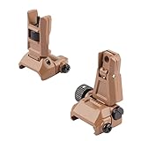 AGGXPF Iron Sights Set Back-Up Front & Rear Sites Fit Picatinny/Weaver Rail, Metal Flip up Sight Mounts Set (Sand)