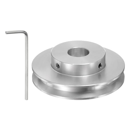 sourcing map Einzelrillen Riemenscheibe Keilriemenscheibe 10mm feste Bohrung 60mm Außendurchmesser Aluminiumlegierung mit Sechskantschlüssel für Bohrmaschine 6mm PU-Rundriemen