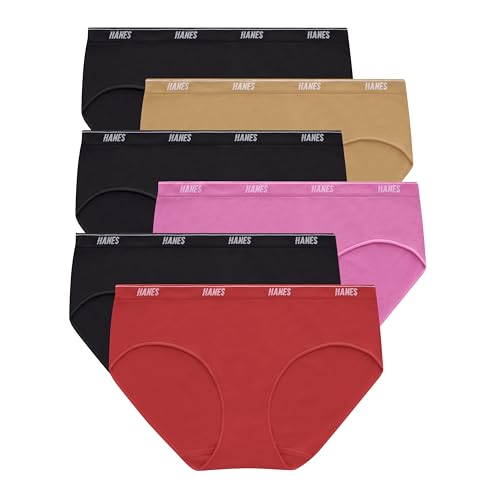 Hanes Women's Moves Underwear, 360° Flex Stretch Panties, Smooth & Seamless Hipsters Bikinis Or Thongs, 6-Pack