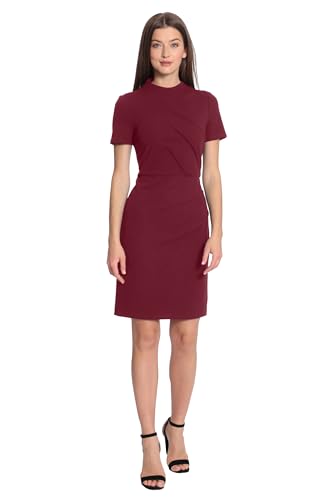 Maggy London Women's V-Neck Midi Dress - Knit With Side Button Detail On Skirt