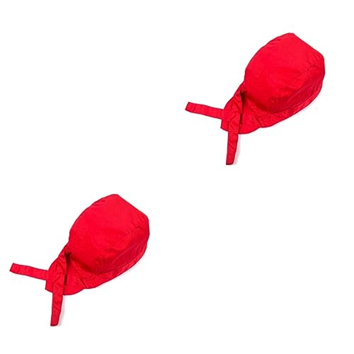 SHERCHPRY 2 turbantes de chef, gorro de cocinero, gorro de chef, sombrero de chef, sombrero de chef, sombrero de cocina, corbata trasera, RedX2PCS, 18 Years