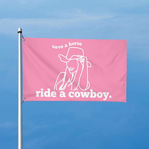 Banraime Funny Flags Save A Horse Ride A Cowboy Flag Pink Poster College Dorm Room Decor Flag Banner 3X5 Ft #TOP1
