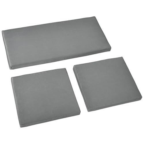 Outsunny Outdoor Seat Cushion Pads For Rattan Furniture, 3 Pcs Garden Furniture Cushions, Dark Grey