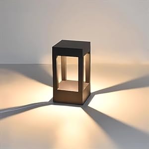 LED Wegeleuchten Außen 10W, Schwarz Garten Pollerleuchte, IP54 Wasserdicht Gartenleuchte Aluminium Aussen Path Lighting Floor Light für Außen Treppe Pfad Rasen Warmes Licht 3000K (20cm)