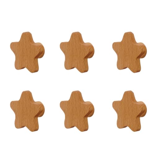 BOKIOESDE Stilvolles Holz Schrankknopf Set, Heimdekoration, breite Anwendung, Holz Schrankknöpfe Set mit Schrauben, Stern