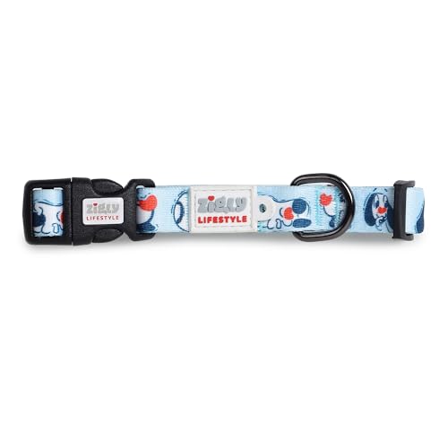 Image of Zigly Lifestyle Doodle Dog Collar for Medium Dogs | Adjustable Durable Stylish Pet Collar for Everyday Use | Comfortable Daily Walking Collar for Dogs | Blue | Large