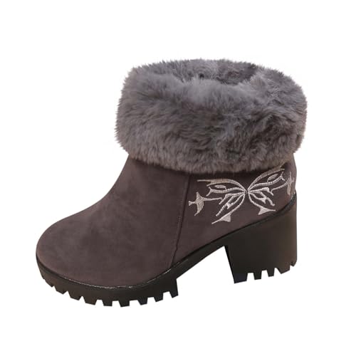 Bottines courtes pour femme à talon épais et broderie tendance pour l'automne