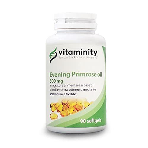Vitaminity Evening Primrose Oil, Integratore Alimentare - Antiossidante e Antiinfiammatorio per pelle e articolazioni, a Base di Olio di Enotera - Formato da 90 Capsule Softgel