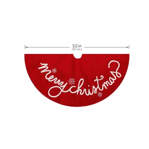 32 inch christmas tree skirt red small plush xmas tree mat with merry christmas patterns soft thick holiday decor for home party  urban country home decor