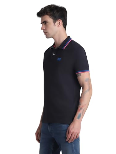 Image of Jack & Jones Men Cotton Solid Slim Fit Polo T-Shirt